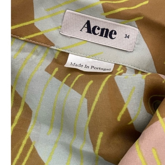Acne Studios- Silk Abstract Camo Print Top- Size 2 (34) - Picture 4 of 7
